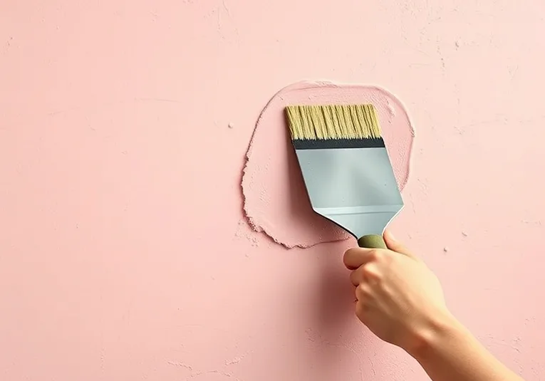 Application d'un enduit décoratif à la lisseuse sur un mur